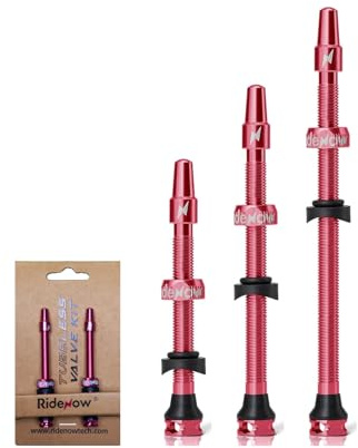 2er-Set Tubeless-Ventile – 45mm/65mm/85mm Presta-Ventile aus 7075 Aluminium mit herausnehmbarem Ventileinsatz, eloxiert in Schwarz & Pink | Für MTB, Gravel- & Rennräder