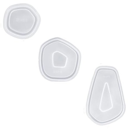 Sitbfoam 3 moldes de silicona con borde de polígono, moldes de silicona, bandeja, posavasos para manualidades, moldes de silicona, moldes para hacer frutas, té, joyas artesanales (tamaño 15+16+17)