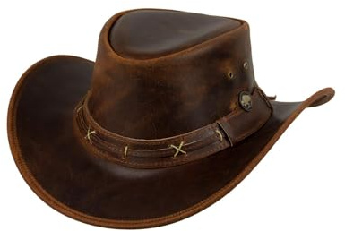 Black Jungle Roswell läderhatt, westernhatt, australienhatt, cowboyhatt, ockra, XXL