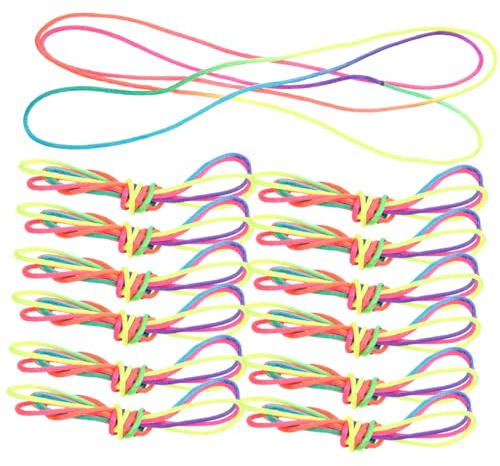 ERINGOGO 20 pcs Rainbow Color Finger String for Soft Cat Cradle Game Enhances Hand Flexibility and Interaction Vibrant Chinese Finger Trap Playset