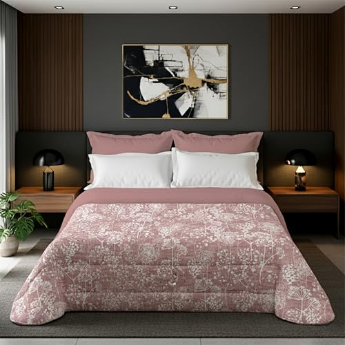 Zucchissime Trapunta Matrimoniale Premium, Microfibra Extra-Soft, Anti-Acaro e Anti-Odore, Design Geometrico Elegante, Made in Italy (Creta Rosa, Matrimonile)