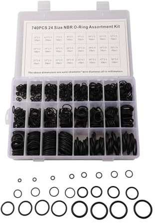 Helilyco 740 Stück Nitrilkautschuk O-Ring Sortiment Set 24 Größen Schwarz für Hydrauliksysteme, Automobil- und Sanitärreparaturen