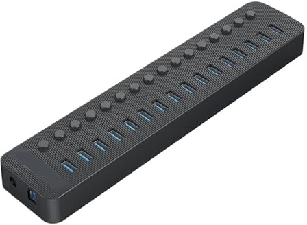 Splitter Hub Alimentato Tramite USB Multiporta Interruttore On-off Dock Diversi Caricabatterie Con Presa Slot 3.0 Adattatore Multiplo For Ciabatta(Black 16 USB)