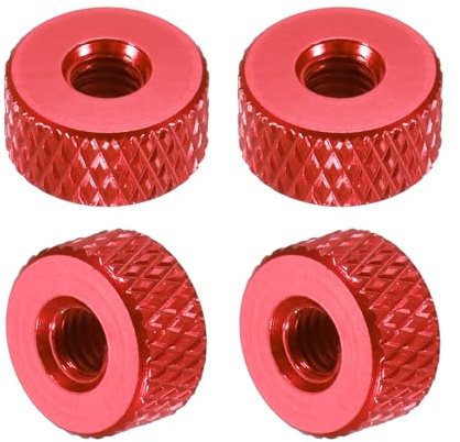 QUARKZMAN 4 Stück Aluminiumlegierung Rändelmuttern M4 x 10 x 5mm, Befestigung Rändelmutter Metall Griffmutter Gewindeadapter für Elektronisch Geräte Industrie Maschine Baugruppe, Weinrot