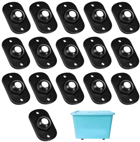 HAPPOW 16 Stück Kugelrollen für Möbel, Selbstklebende Mini Möbelrollen 360° Schwarz, Starkes Kleberad für Küchengeräte, Mülleimer, Aufbewahrungsbox, DIY – Leise Nylon Kugellager, Ohne Bohren