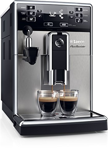 Saeco HD8924/01 Picobaristo Machine à café automatique, avec système Aqua Clean, Mousseur à Lait automatique, argenté