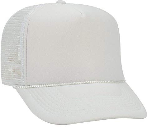 OTTO Polyester Foam Front 5 Panel High Crown Mesh Back Trucker Hat - White