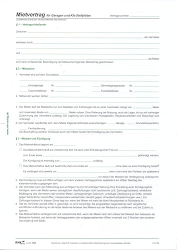 Mietvertrag RNK geprüft (1 Stück, Garage)