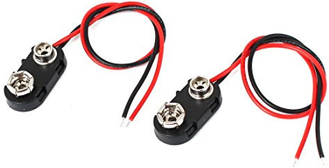 sourcing map Conector de Clip de batería de 9 voltios, 2 uds., Soporte de Hebilla de Carcasa Dura Tipo I, Cable de 15cm