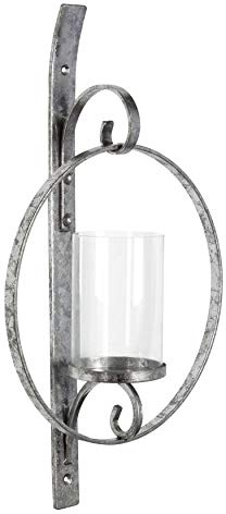 Kate and Laurel Doria Metal Wall Candle Holder Sconce, Silver