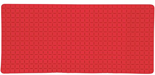 MSV – Quadro rutschfeste Badematte aus Gummi – Modernes Design – 36 x 76 cm – Rot – Sicherheit und Eleganz – Ideal für jedes Badezimmer