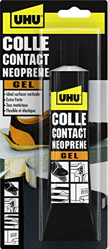 UHU Contact néoprène gel - Colle super forte universelle et gélifiée, ne goutte pas et ne file pas, adhère immédiatement, transparente, tube 120g