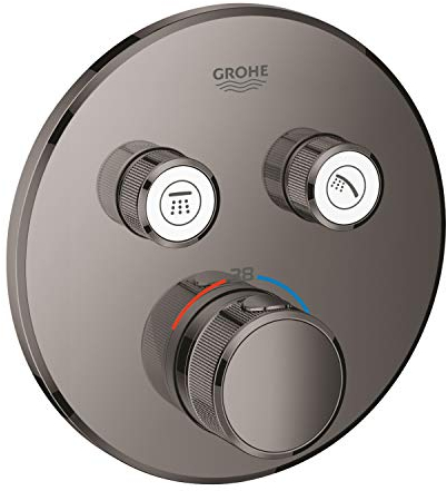 Grohe Grohtherm SmartControl Thermostat mit zwei Ventilen, runde Wandrosette, Farbe: Hartgraphit - 29119A00