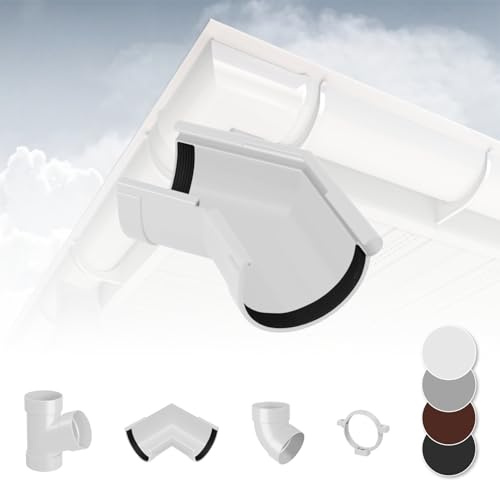 Sistema de canalón RAINWAY L (ángulo del canalón fuera de 135° blanco) - plástico PVC-U en 4 colores, recomendado para superficies de tejado > 100m², pieza de esquina de 135 grados
