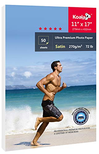 Koala Ultra Premium Fotopapier, Satin, 27,9 x 43,2 cm, schwer, 32,7 kg, für Tintenstrahldrucker, 50 Blatt