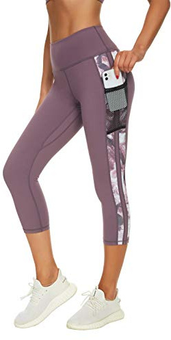 Flatik Sportleggings, dam, 3/4, dam, sportbyxor, dam, ogenomskinliga löpbyxor, yogabyxor, sportbyxor, leggings, träningsbyxor, löpande leggings, 1863 Capri, M
