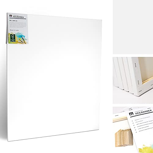 2er-Set 80x100cm Künstler-Leinwand Canvas zum Bemalen. Die große Wandbild Leinwand aus 100% Baumwolle ist umlaufend aufgespannt auf FSC® Holz-Keilrahmen mit 17mm Stärke, 280g/m², 2-fach weiß grundiert