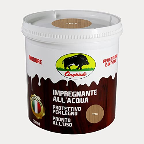 Cinghiale 807 Impregnante all'Acqua 0,75 Litri Colore Teck per Legno Inodore VOC Bassissimi Protettivo e Nutriente