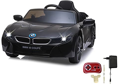 Ride-on BMW I8 Coupe 12V 2,4GHz - ab 3 Jahre, 2-Gang, MicroSD/AUX/USB/Motorsound, leistungsstarker Motor/Akku 4,5Ah, Stoßdämpfer hinten, Batteriespannungsanzeige