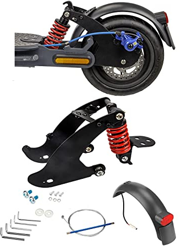 Fututech Kit Amortisseur Suspension Arrière pour Mi 3 Xiaomi Fourche Feu de Freinage Conduite de Frein Garde-Boue Accessoire Scooter Electrique Pièce Modifiée Détaché Trottinette (Rouge)