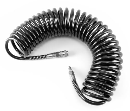 STAHLWERK DS 10 ST Tubo professionale per aria compressa in PU Tubo a spirale di 10 metri con attacco rapido e raccordo spinato