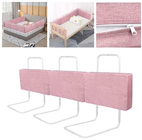 LARS360 3 x Bettgitter für Kinder verstellbar Höhenverstellbares Gitterbettgitter Bettfallschutz Kinderbettgitter Baby-Sicherheitsgitter für Kleinkinder oder Senioren (50cm, Kirschblütenpulver)