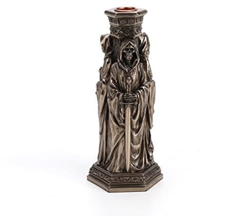 Veronese Design Kerzenständer The Deaths Macabre, 21,6 cm, Kunstharz, Bronze-Finish
