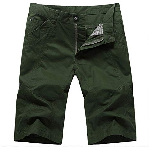 Herren Overalls Shorts Klassischer Stil Baumwolle Slim Fit Baumwolle Kurze Hosen, armee-grün, 34W