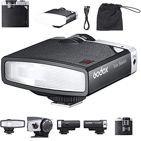 Godox Lux Junior Retro Flash pour Appareil Photo,Speedlite GN12 6000K ± 200K CCT,Modes Automatiques et manuels 1/1-1/64 Puissance 28mm pour Appareils Photo Canon Nikon Sony Fuji Olympus