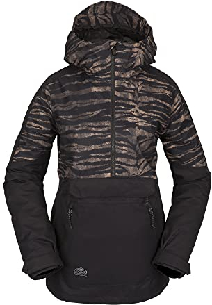 Volcom Women's Standard Mirror Pullover Anorak Snowboard Ski Winter Jacket, Tiger Print S3, X-Small