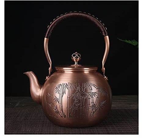 Teiera 160. 0ML. Antique Pure Pure Rame tè Bollitore Teiera Salute Acqua Bollente Fatti a Mano Intagliato teiera tè Rosso in Rame Set di tè Teiera con Coperchio (Color : 3)
