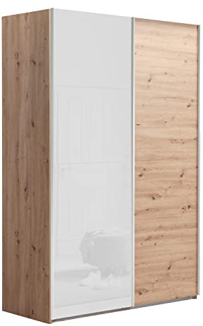 Composad | Armadio della Linea Systema, Armadio a 2 Ante Scorrevoli, Camera da Letto, (LxAxP) 150x223x67 cm, Colore Rovere Oak Mielato e Bianco Laccato, Made in Italy
