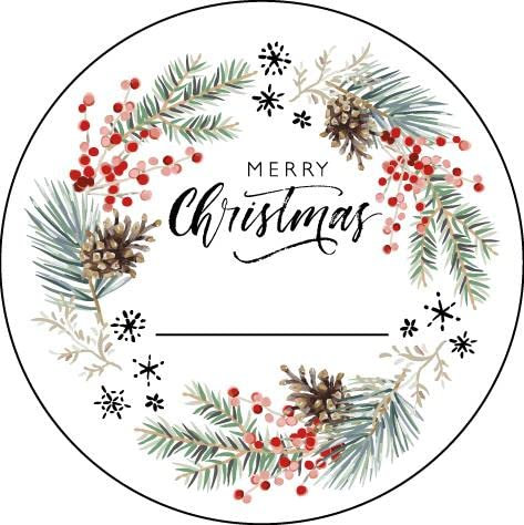 Clever-Kauf-24 48x hochwertige Etiketten Merry Christmas rund hohe Klebekraft 4cm Aufkleber zum selber beschriften
