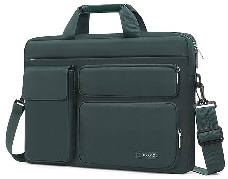 MOSISO Laptoptasche 16 Zoll, 15-15,6 Zoll Laptop Schultertasche Robust | Wasserabweisend, Stoßfest Umhängetasche mit Mehrere Fächer&Gürtel Kompatibel mit MacBook Pro 16, HP Dell Lenovo, Smaragdgrün