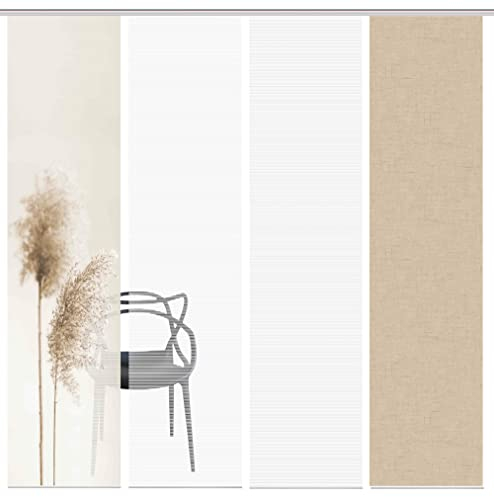 Vision S 80922 Schiebegardine IRLOS, Digitaldurck, Seidenoptik, 260x60 cm, Farbe:Sand, Größe:260 x 60 cm, Anzahl:4X