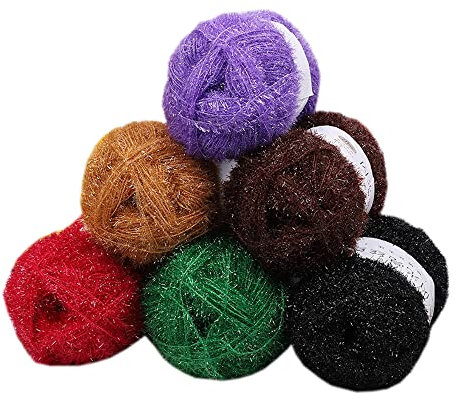 6 Skeins Shiny Dishcloths Yarn, 100% Polyester Glass Silk Pastel Scrubby Yarn for Crocheting Weaving Handmade Craft Total 300g (Assortment 1)