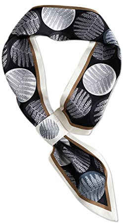 LumiSyne Damen Seidenschal Skinny Schal Einfacher Durchziehen Design Blume Blätter Gedruckt Frischer Stil Schmaler Lange Halstuch Satin Kleine Schal Dekorative Kopfschmuck Stirnbänder Haarband Ribbon