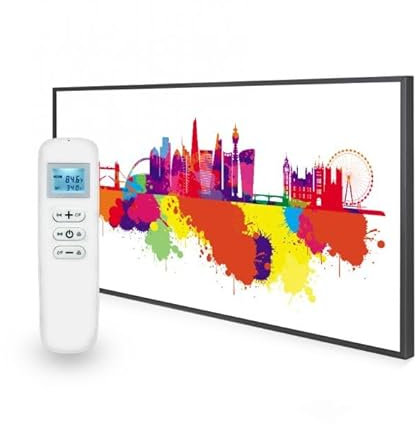Mirrorstone Urban 580w Smart Wi-Fi Infrared Picture Heater, Electric Heating Panel, Low Consumption Home Living Room (London Skyline Splash)