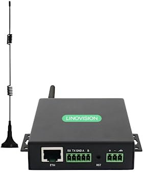 LINOVISION Routeur Cellulaire Industriel 4G LTE avec SIM Virtuelle, Routeur SIM Virtuelle supporte RS232/RS485, Protocole MQTT, Couverture Mondiale, avec 365 Jours de Plan de Données