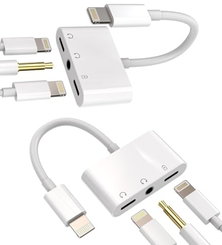 Cable de Carga para iPhone (2 Unidades) 3,5 mm Aux+Auriculares Lightning + Fuente de alimentación Jack, Divisor Apple MFI Fast Charger Conector Conector Cargador rápido Accesorios para 14 13 12