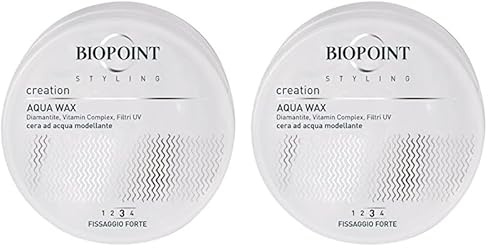 Biopoint Styling - Aqua Wax, Cera Modellante e Lucidante a Base d’Acqua, Fissaggio Forte, Azione Idratante e Fortificante, Ideale per Look Bagnati, 100 ml (Confezione da 2)