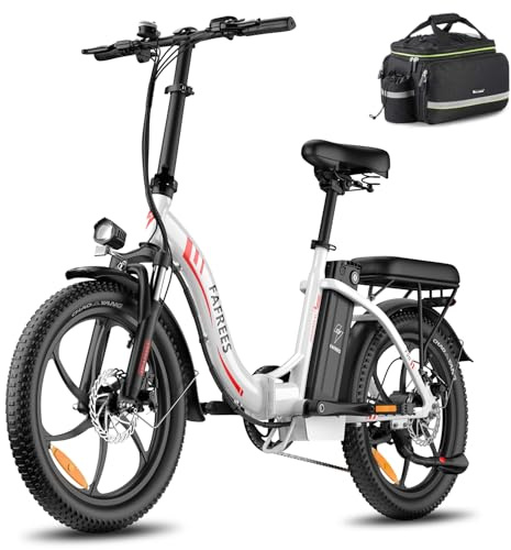 Fafrees F20 Electric Bike, 250W Folding City Electric Bicycle for Unisex Adults, 20 * 3.0 Inch Low Step Frame Fatbike, 15.5 mph, 16AH Removable Battery, Range 60-100KM