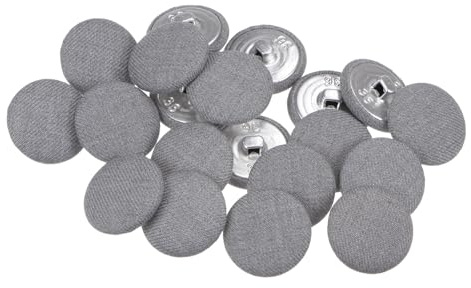 QUARKZMAN 20 Stück Knöpfe mit Stoffüberzug 23mm Runder Metallschaft Ösen Stoffknöpfe mit Stoff bezogen Nähknöpfe Vintage Ösenknöpfe für Anzüge Kleider Blusen Bastel DIY, Grau