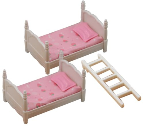BESTonZON Litera Miniatura para Casa De Muñecas con Escalera Modelo Realista De Cama Bunk Bed para Decoración De Dormitorio Infantil Y Accesorios De Muebles En Miniatura