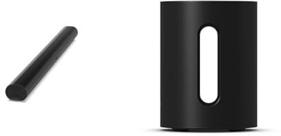 Sonos ARC Black Soundbar & Sub Mini. Deepen your enjoyment of TV, films, and more with bold bass when you pair Sub Mini with Beam, Ray, Era 100, One, or One SL. (Black)