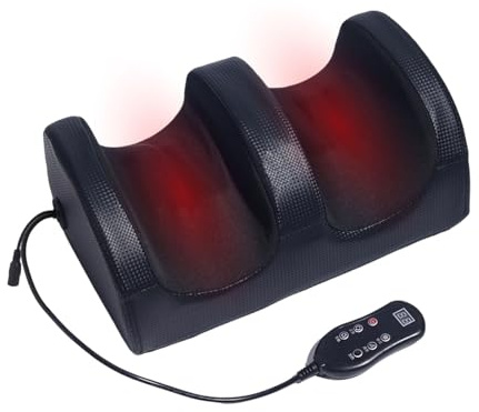 Shiatsu Fußmassagegerät mit Heizung,CEIEVER Fußmassagegerät Wadenmassagegerät zur Schmerzlinderung Beinmassagegerät elektrisch mit Kneten und Rollen,Geschenke für Mama,Papa (Schwarz-6 Tasten)