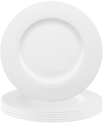 Villeroy & Boch Anmut Lot de 6 Assiettes Service de Table Plates, 27 cm, au design classique, élégantes et sobres, en porcelaine de qualité supérieure, blanches