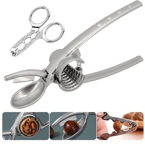 2Pcs Nut Crackers Tool for All Nuts Heavy Duty 2 in 1 Nutcracker Chestnut Cutter Tools Walnut Opener Chestnut Open Clip with Small Nut Cracker