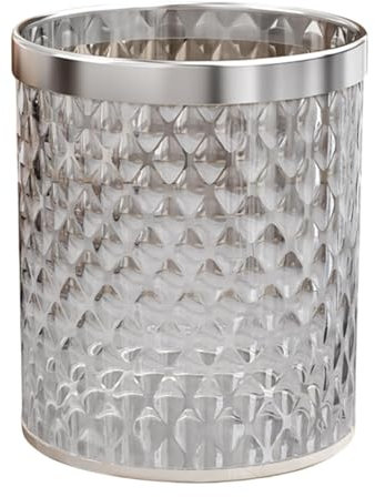 DimyFew Bin de Basura Redonda para de Papel de Contenedor de Basura para El Hogar, Plata, Individual