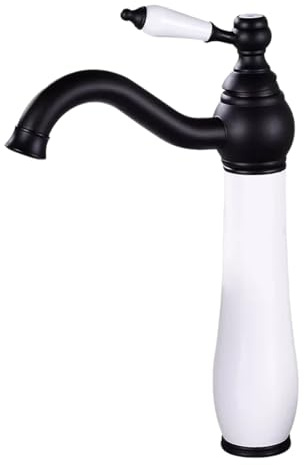 Basin Tap Full Copper Bathroom Washbasin Hot and Cold Natural Jade Faucet Household Bathroom Countertop Basin Faucet High (Black High Paint)